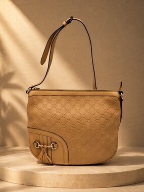 Authentic Gucci Guccissima Horsebit Shoulder Bag/Leather Crossbody